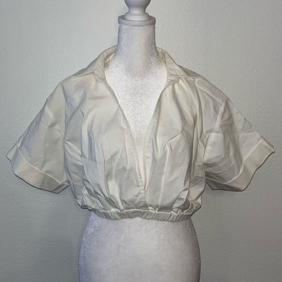 Zara ivory cropped blouse NWOT - Picture 1 of 2